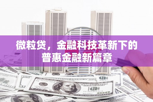 宁明微粒贷，金融科技革新下的普惠金融新篇章