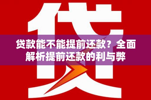 宁明贷款能不能提前还款？全面解析提前还款的利与弊
