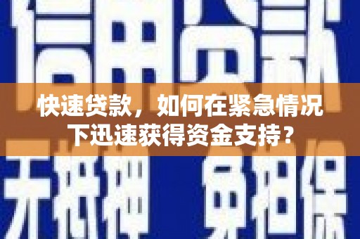 宁明快速贷款，如何在紧急情况下迅速获得资金支持？