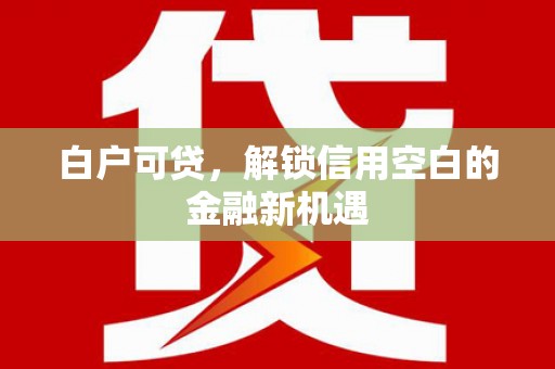 宁明白户可贷，解锁信用空白的金融新机遇