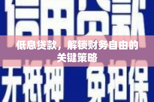 宁明低息贷款，解锁财务自由的关键策略