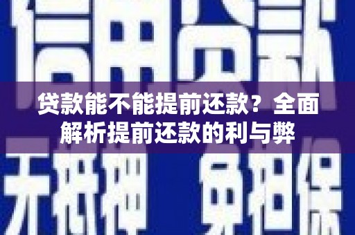 宁明贷款能不能提前还款？全面解析提前还款的利与弊
