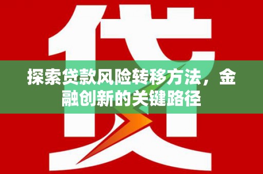 宁明探索贷款风险转移方法，金融创新的关键路径
